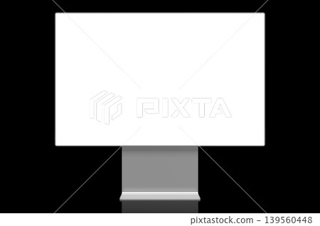 Computer monitor with empty screen on black background - 3D illustration 139560448