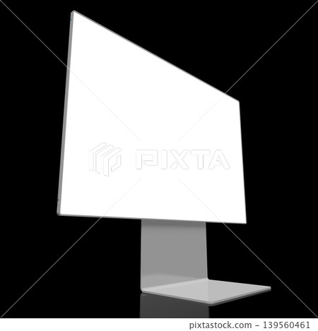 Computer monitor with empty screen on black background - 3D illustration 139560461