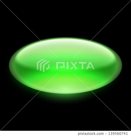 Glowing fluorescent green uranium glass drop on black background. Glowing fluorescent green uranium glass drop on black background. 139560741