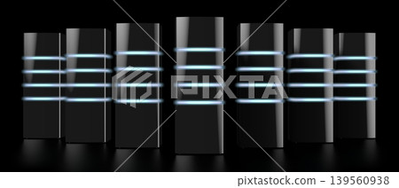 3D modern black servers with LED lights - great for topics like datacenter/ hosting/ storage etc. 139560938