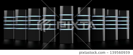 3D modern black servers with LED lights - great for topics like datacenter/ hosting/ storage etc. 139560939