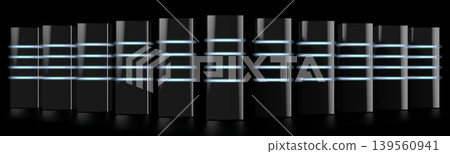 3D modern black servers with LED lights - great for topics like datacenter/ hosting/ storage etc. 139560941