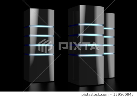 3D modern black servers with LED lights - great for topics like datacenter/ hosting/ storage etc. 3D modern black servers with LED lights - great for topics like datacenter/ hosting/ storage etc. 139560943