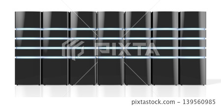 3D modern black servers with LED lights - great for topics like datacenter/ hosting/ storage etc. 139560985