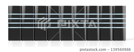 3D modern black servers with LED lights - great for topics like datacenter/ hosting/ storage etc. 139560986
