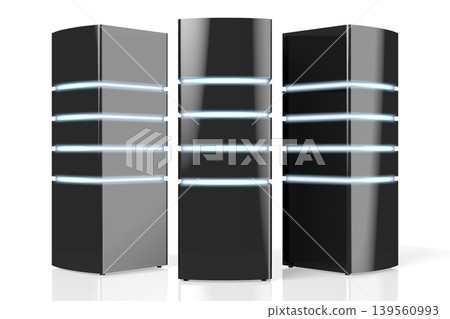 3D modern black servers with LED lights - great for topics like datacenter/ hosting/ storage etc. 139560993