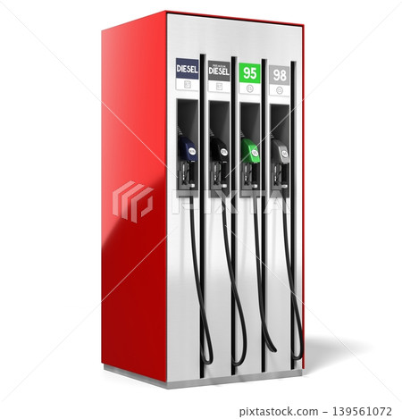 Fuel Dispenser for Gasoline and Diesel - Side View - 3d illustration Fuel Dispenser for Gasoline and Diesel - Side View - 3d illustration 139561072