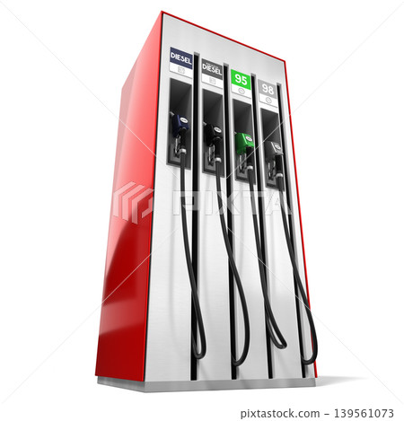 Fuel Dispenser for Gasoline and Diesel - Side View - 3d illustration Fuel Dispenser for Gasoline and Diesel - Side View - 3d illustration 139561073