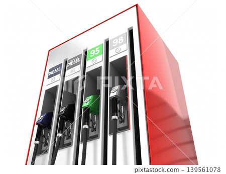 Fuel Dispenser for Gasoline and Diesel - 3d illustration Fuel Dispenser for Gasoline and Diesel - 3d illustration 139561078
