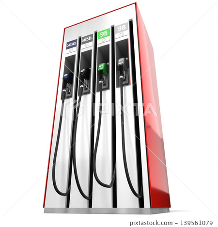 Fuel Dispenser for Gasoline and Diesel - View from Below - 3d illustration 139561079