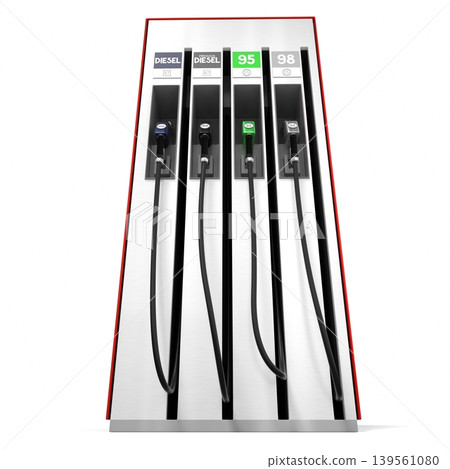 Fuel Dispenser for Gasoline and Diesel - Front View - 3d illustration 139561080