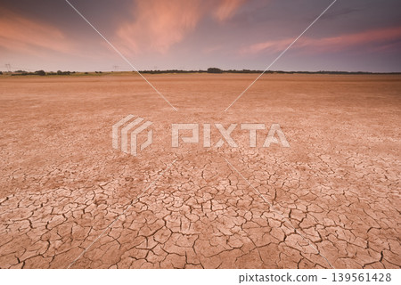 Desert soil in a dry lagoon, La Pampa province, Patagonia, Argentina. 139561428
