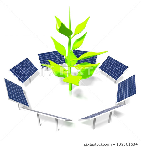 Solar panels concept - 3D illustration Solar panels concept - 3D illustration 139561634