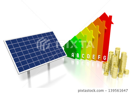 Solar panels concept - 3D illustration 139561647