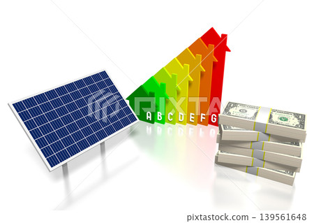 Solar panels concept - 3D illustration 139561648
