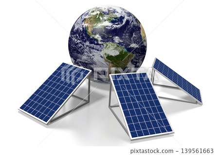 Solar panels concept - 3D illustration Solar panels concept - 3D illustration 139561663