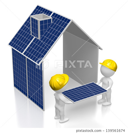 Solar panels assembly - 3D illustration Solar panels assembly - 3D illustration 139561674