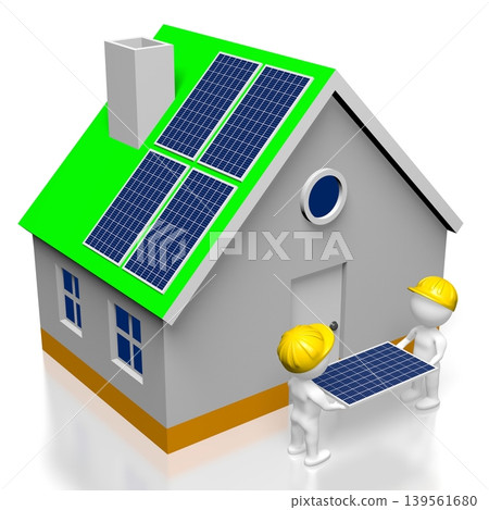 Solar panels assembly - 3D illustration 139561680