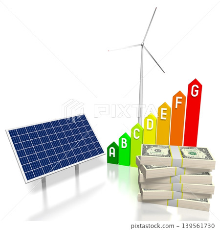 Renewable energy concept - 3D illustration Renewable energy concept - 3D illustration 139561730