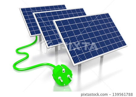 Solar panels concept - 3D illustration 139561788