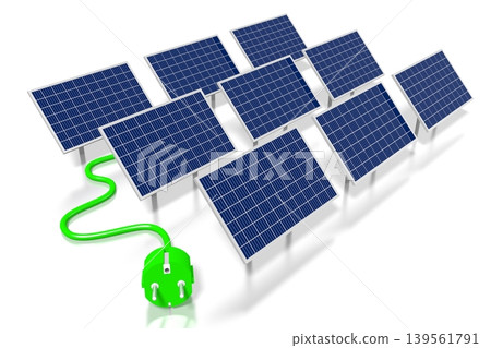 Solar panels concept - 3D illustration Solar panels concept - 3D illustration 139561791