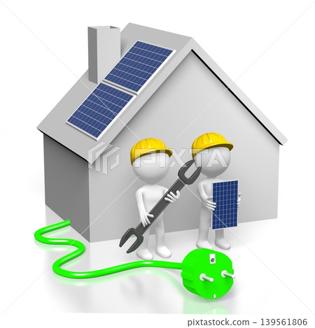 Solar panels assembly - 3D illustration 139561806