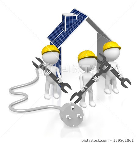 Solar panels assembly - 3D illustration Solar panels assembly - 3D illustration 139561861