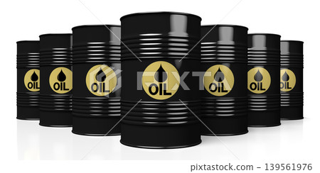 Many oil barrels on white background Many oil barrels on white background 139561976