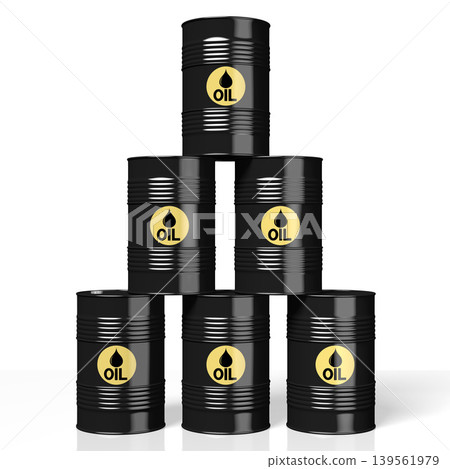 Oil barrels standing in pyramid shape Oil barrels standing in pyramid shape 139561979