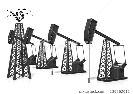 Oil extraction wells and tower isolated on white background Oil extraction wells and tower isolated on white background 139562011