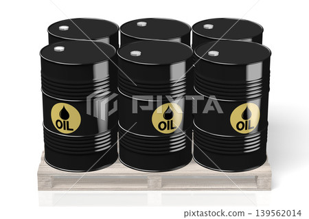 Oil barrels on wooden pallet Oil barrels on wooden pallet 139562014