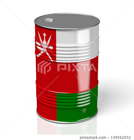 Oil barrel with flag of Oman 139562032