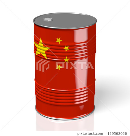 Oil barrel with flag of China Oil barrel with flag of China 139562036