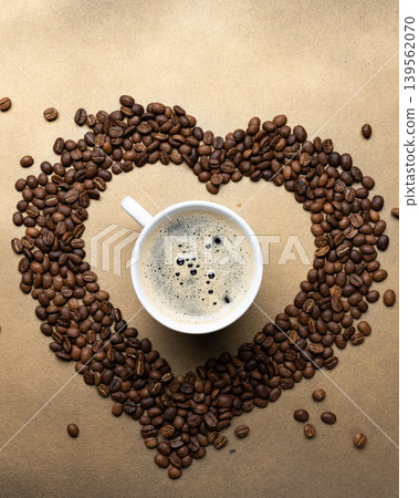 Coffee love concept cup beans heart 139562070