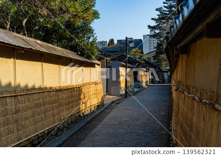 The streetscape of the Nagamachi Samurai District in Kanazawa, Japan. 139562321