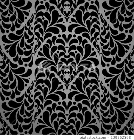 Flower geometric pattern. Seamless vector background. Gray and black ornament. Ornament for fabric, wallpaper, packaging. Decorative print Flower geometric pattern. Seamless vector background. Gray and black ornament. Ornament for fabric, wallpaper, packaging. Decorative print 139562598