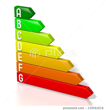 Colorful chart - power consumption, efficiency concept - 3D illustration 139562618