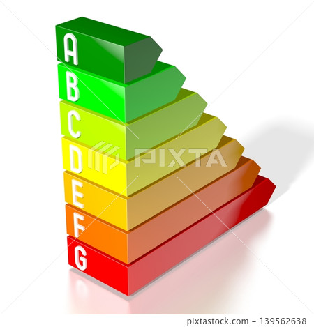 Colorful chart - power consumption, efficiency concept - 3D illustration Colorful chart - power consumption, efficiency concept - 3D illustration 139562638