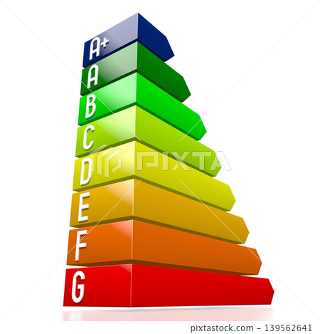 Colorful chart - power consumption, efficiency concept - 3D illustration Colorful chart - power consumption, efficiency concept - 3D illustration 139562641