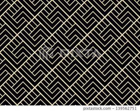 Abstract geometric pattern. A seamless vector background. Golden and black ornament. Graphic modern pattern. Simple lattice graphic design Abstract geometric pattern. A seamless vector background. Golden and black ornament. Graphic modern pattern. Simple lattice graphic design 139562751