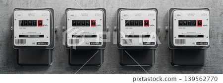 Electricity meters and concrete wall - 3D illustration 139562770