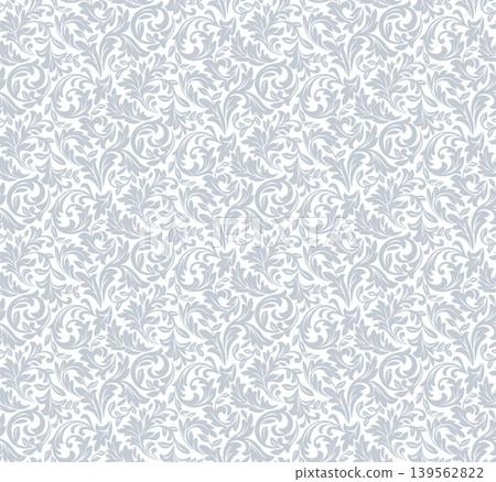 Floral pattern. Seamless vector background. Vintage wallpaper in the Baroque style. White and gray ornament for fabric, wallpaper, packaging. Ornate Damask flower illustration 139562822
