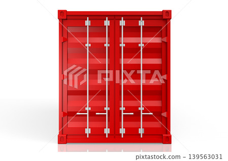 Single red cargo container isolated on white background - 3D illustration Single red cargo container isolated on white background - 3D illustration 139563031