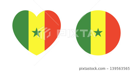 Senegal Flag icon, sticker set. National Senegal flag round, heart button. Flag of Senegal circle, heart badge. Flag background, banner. Senegal Flag icon, sticker set. National Senegal flag round, heart button. Flag of Senegal circle, heart badge. Flag background, banner. 139563565
