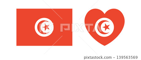 Tunisia flag rectangular, heart country badge, sticker. Set of National Tunisian rectangle flag icon, button. Republic of Tunisia flag banner, background. Tunisia flag rectangular, heart country badge, sticker. Set of National Tunisian rectangle flag icon, button. Republic of Tunisia flag banner, background. 139563569