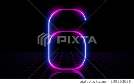 6 - ultraviolet neon number on black background - 3D illustration 6 - ultraviolet neon number on black background - 3D illustration 139563628