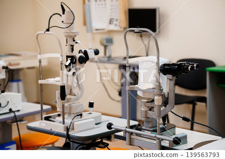 Slit Lamp Exam Ophthalmology Equipment Clinic Eye Test Medical Device Optometry Instrument Healthcare Technology Examination Apparatus Slit Lamp Exam Ophthalmology Equipment Clinic Eye Test Medical Device Optometry Instrument Healthcare Technology Examination Apparatus 139563793