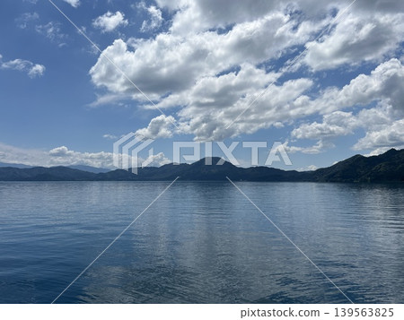 The blue summer sky and Lake Tazawa 139563825