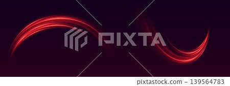 Red light streaks creating dynamic speed motion trails on dark background 139564783
