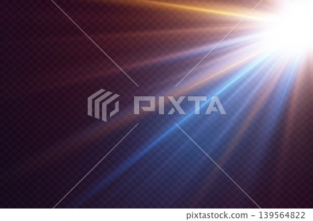 Bright light rays shining, featuring a blend of warm and cool tones 139564822
